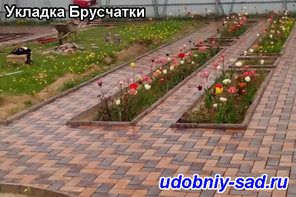Пример укладки тротуарной плитки Брусчатка в Московской и Тульской областях